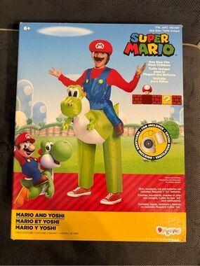 Super Mario Mario and Yoshi Inflatable Costume - Red, Blue, Green